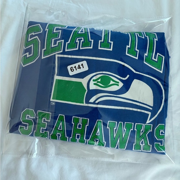 VINTAGE Seattle Seahawks Jersey Tee – Royal Blue with Striped Sleeves - Picture 15 of 16